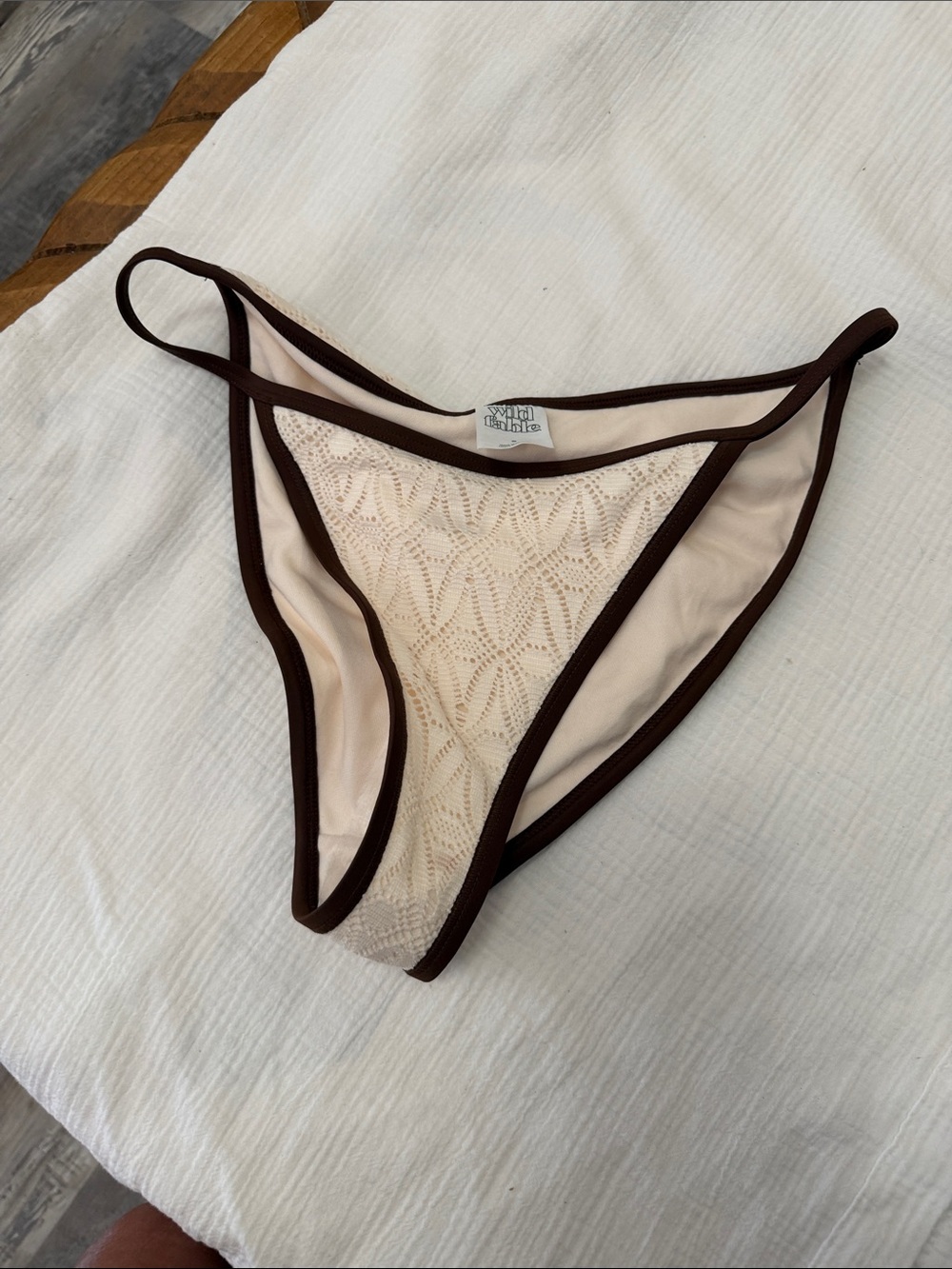 wild fable Cream Lace Bikini Bottom with Chocolate Trim